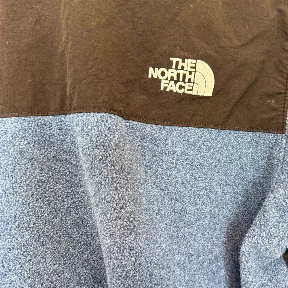The North Face Mens Blue Heather Black Quarter Zip Denali Style Fleece Jacket L
